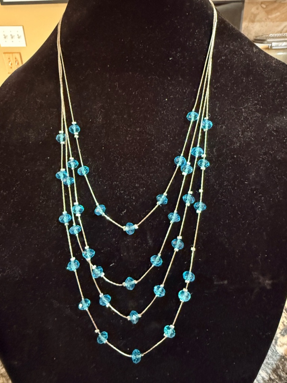 Multi-Strand Blue Bead Necklace